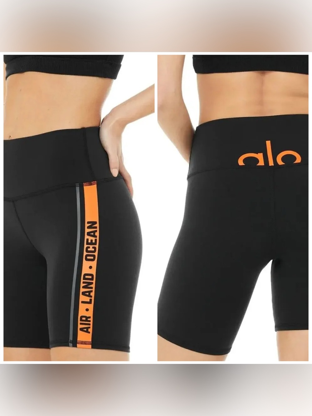 Alo Yoga Highwaist Black & Orange Bike Short Size XXS